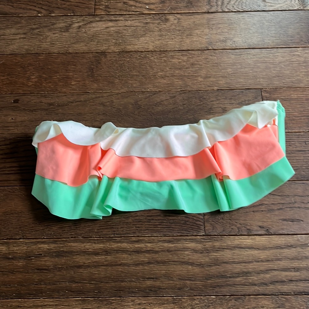 Body Glove Women's Size Large Strapless Bikini Top Green Mint L Ruffle